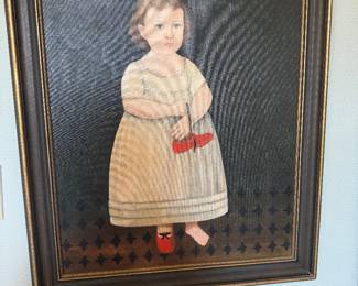 #26 - $200 - American child girl painting signed E.R Kinloch