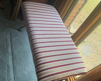 #17 - $120 - Stripped red gold bench on metal legs 3'2x18x20