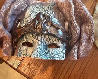 #54 - $68 - K.Buts Venetian style ceramic pottery mask 91/2 x 5