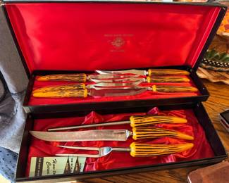 #100 - $90 - E.Parker Sheffield knife set in box. 