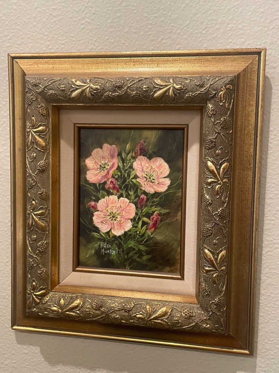 ORIGINAL SIGNED HELEN HUNTER   8 X 6 PRIMROSES 