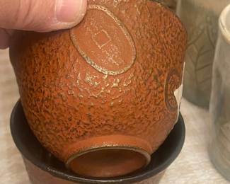 set of 2 cast iron tea cups 