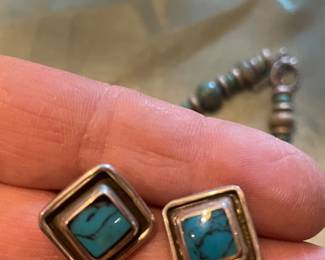 LOTS OF NATIVE AND STERLING TURQUOISE JEWELRY   THESE ARE SIGNED 