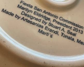 BACK OF FIESTA PLATE - GIVEN TO MY CLIENTS BY MARILYN ELDRIDGE  NOT COMMON !!