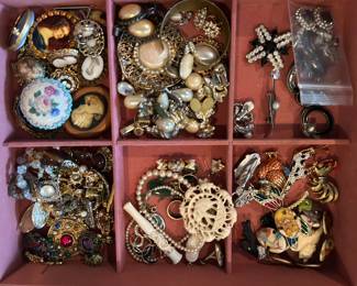 MASSIVE Jewelry Collection: Costume Jewelry, Monet, Sarah Covington, Weiss, Cameos