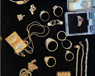 MASSIVE Jewelry Collection: Gold Filled, 10K, 14K, 18K, Vintage Watches, Earrings, Bracelets, Rings, Lockets, Bracelets, Brooches
