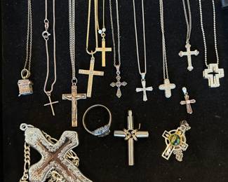 MASSIVE Jewelry Collection: Silver, 925, Sterling, Gold, Christian, Catholic, Cross, Faith