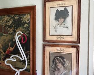 Vintage Purses, Artwork and Neon Flamingo
