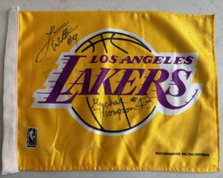 Laker Flag - Walton and Thompson Autographs