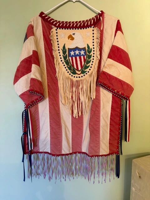 Vintage hand beaded deerskin and cotton Sioux(?) shirt