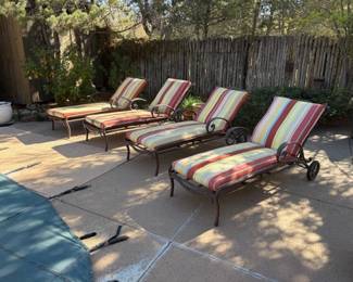 Metal chaises with Sunbrella cushions
