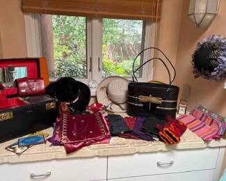 Vintage hats, bags, scarves