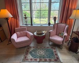 Main house Living Room, Ligne Roset armchair, antique armchair, antique Chinese/Tibet drum table