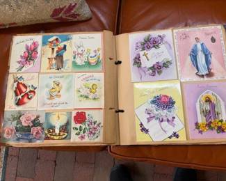 Scrapbook of vintage cards and postcards