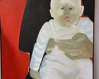 Anne Cooper Dobbins (American 1912 - 1983) 'Vanessa and Her Mother' 1965 oil on canvas, 42" x 46" framed