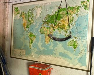Lage raised relief world map.