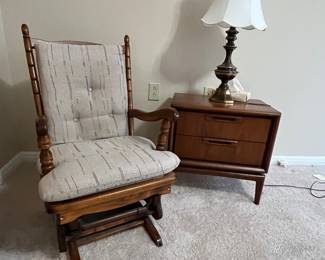 Nice vintage wood padded rocking chair or glider… $50