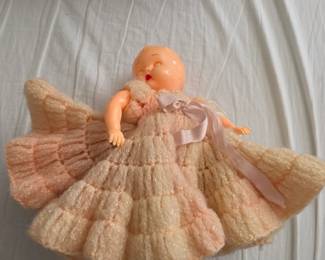 Vtg Plastic BED SITTER DOLL