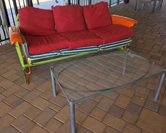 Metal Framed Glider and Coffee Table