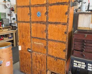 Old wooden Highway Patrol lockers