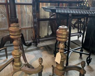 Vintage Solid Brass Andirons