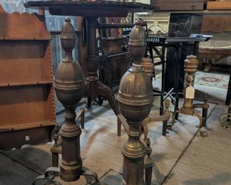 Vintage Solid Brass Andirons