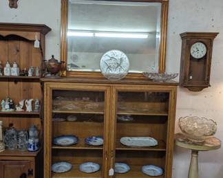 Vintage Oak Glass Cabinet