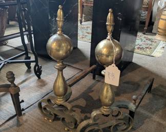 Vintage Pair "Cannon Ball" Andirons