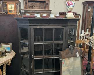 Octagonal Wood Glass Cabinet