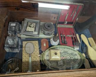 Vtg. Inkwells/Misc. Hair/Files/Trays