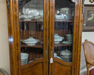 Vintage Biedermeier Style Vitrine With Glass Doors