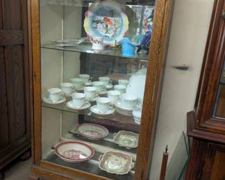 Vintage Oak Glass Cabinet