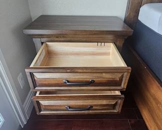 Side table front drawers open