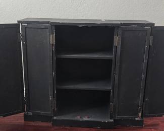 mirror and black storage all open