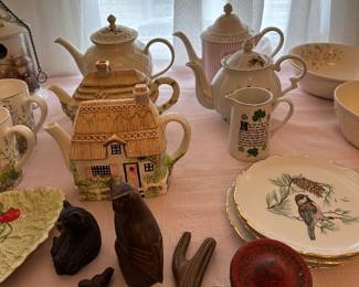 Assorted teapots, Lenox, Laura Ashley 