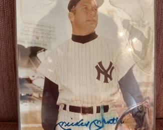 Signed Mickey Mantle photo , as is condition 