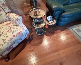 Leather couch two matching wing chairs