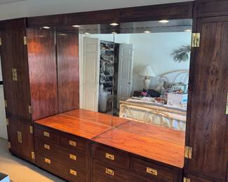 Henredon Scene One Campaign Style Wall Unit (4pcs) $1500 will divide the set