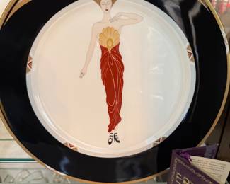 Erte Le Soleil Ebony Art Deco Bone China Charger $50