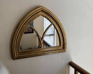 Gothic-Style Arched Wall Mirror with a Gold Finish. $150