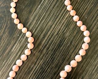 Vintage Angel Skin Coral Necklace with 14k Clasp