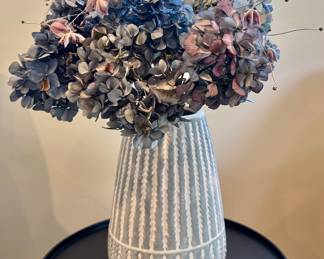 (2) Pottery Vases with Hydrangeas