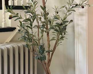 Faux Olive Plant in Wicker Basket