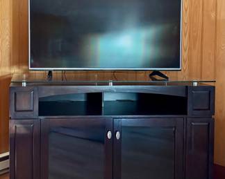 Media Console with Glass Top & LG TV