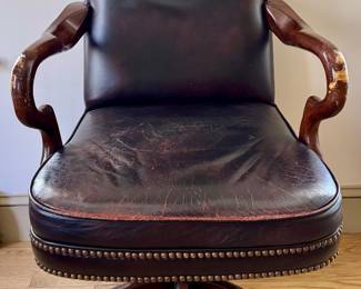 Leather Armchair with Nailhead Trim
