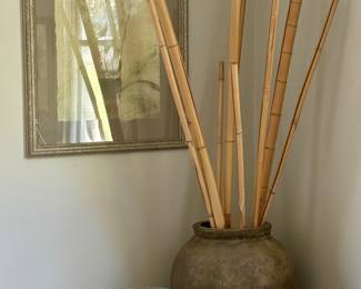 Rustic Earthenware Vases with Bamboo