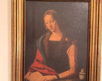 Renaissance portrait of young woman oil print in gilt frame