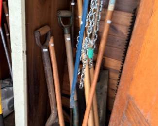 Garden tools lot hoes shovels and digging tools