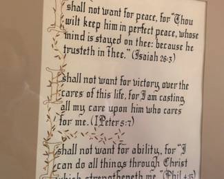 Calligraphy Bible verse print with Scripture passages Isaiah Peter Philippians