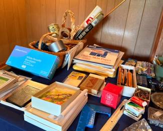 Office supplies lot notebooks index cards rulers and sewing kit